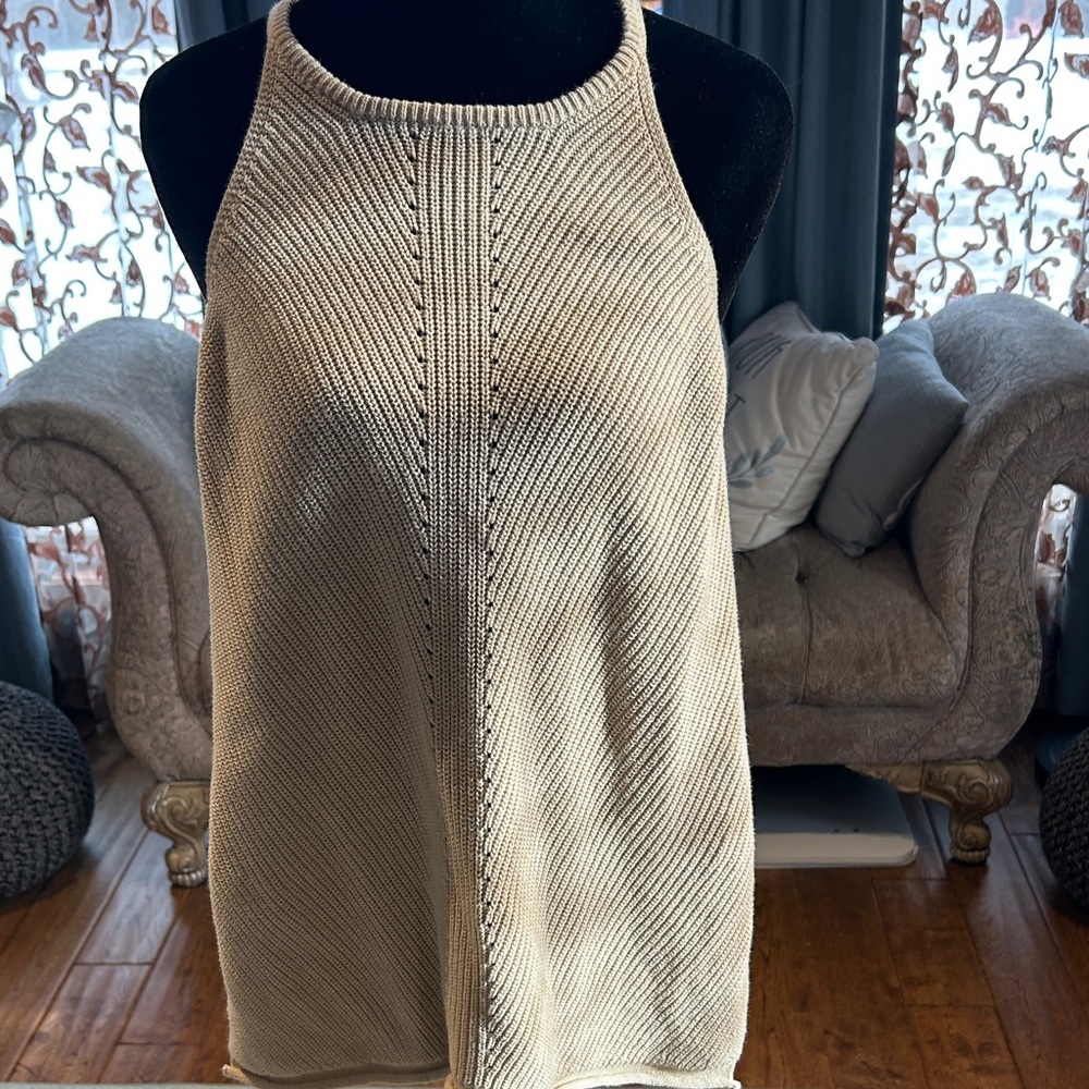 Chic Cream Knit Women's Tank Top